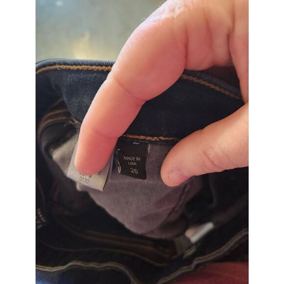 VERONICA BEARD Carolyn 10" Baby Boot dark slate striped waistband jeans sz 26 - Picture 5 of 6